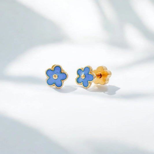 Blue Flowers Tiny Stud Earrings