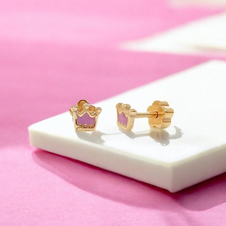 Princess Crowns Tiny Stud Earrings