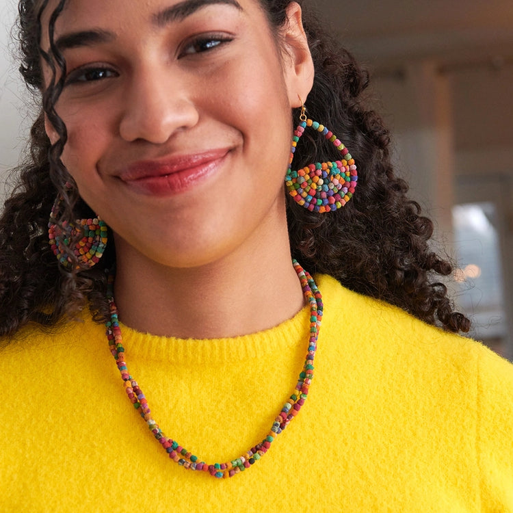 Kantha Milieu Filled Teardrop Earrings