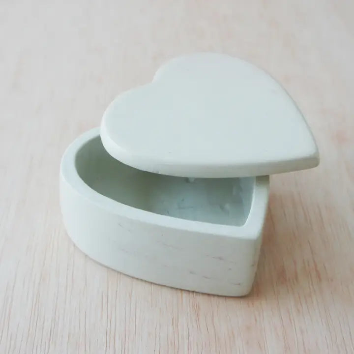 Natural Soapstone Heart Box