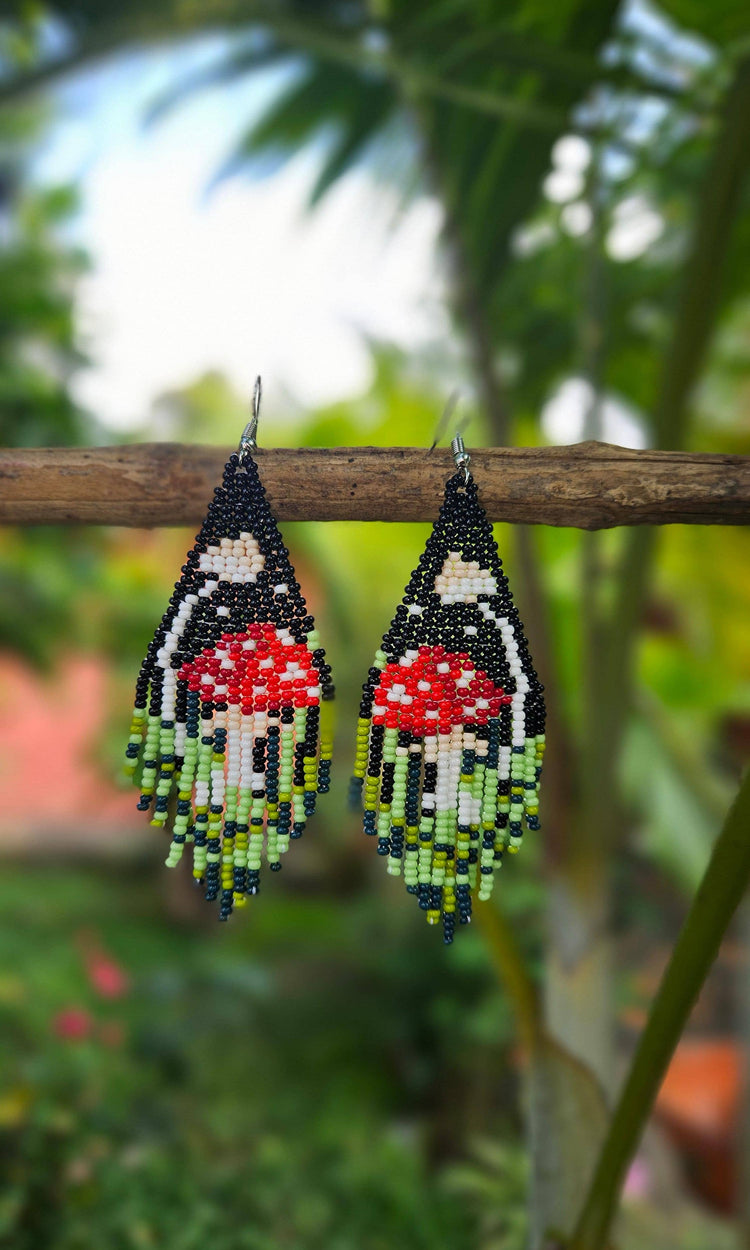 Woodland Mushroom Fringe Earrings