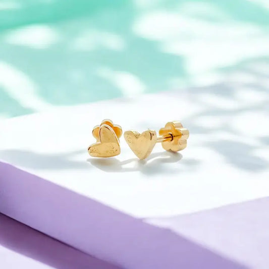 Gold Hearts Tiny Stud Earrings