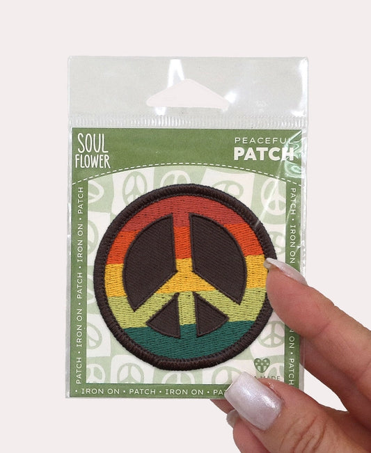 Rainbow Peace Sign Iron-On Patch