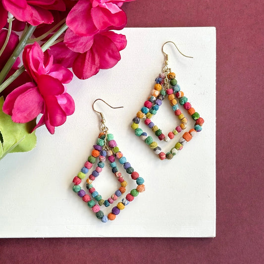 Kantha Milieu Lantern Chandelier Earrings