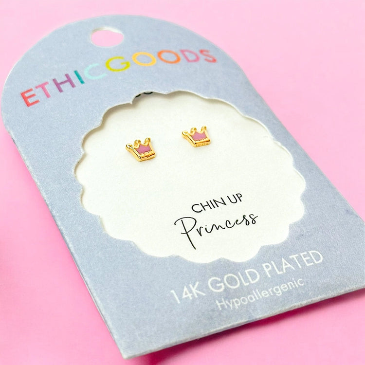 Princess Crowns Tiny Stud Earrings