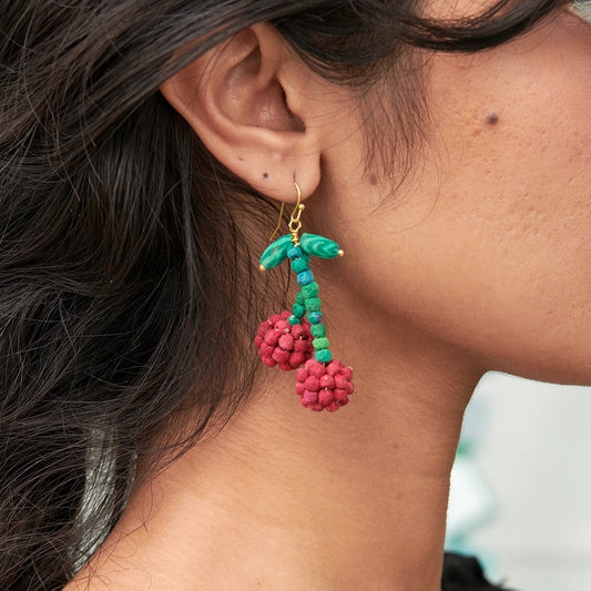 Kantha Cherry Earrings