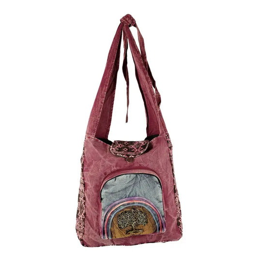 Plum Tree of Life Embroidered Crossbody