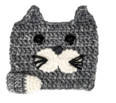 Fair Trade Cup cozie, Grey Cat, from Peru and Bolivia